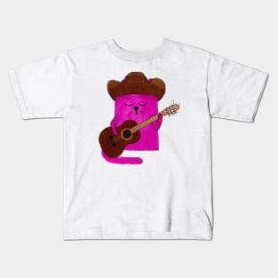 Acoustic Guitar Cowboy Kitty Kids T-Shirt